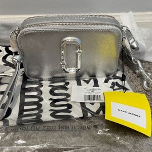 Marc Jacobs Snapshot Metallic Silver Crossbody Bag